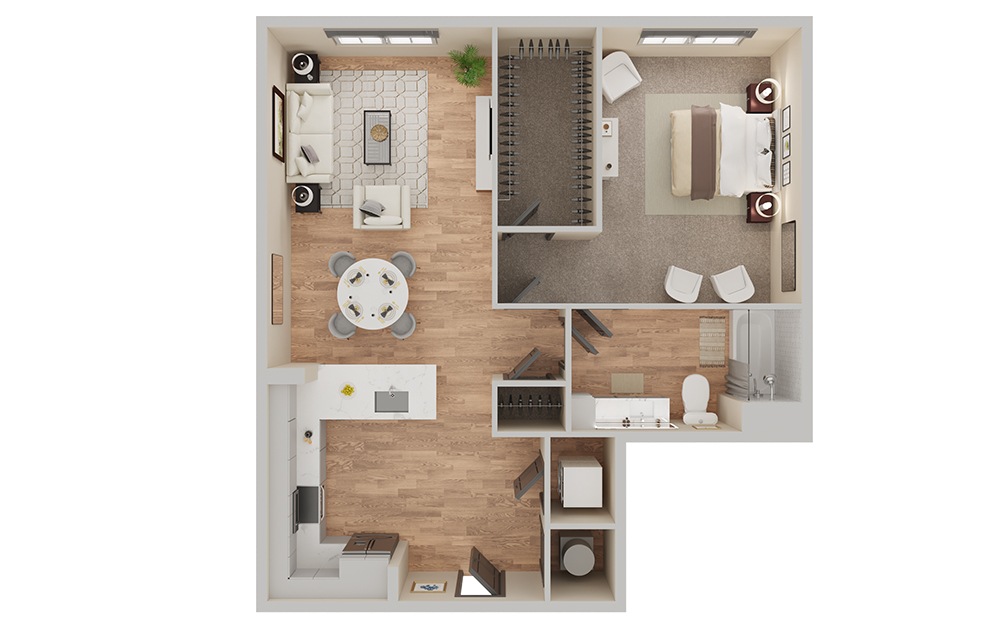 A6 - 1 bedroom floorplan layout with 1 bathroom and 825 - 895 square feet (3D) A6 - 1 bedroom floorplan layout with 1 bathroom and 825 - 895 square feet (3D)